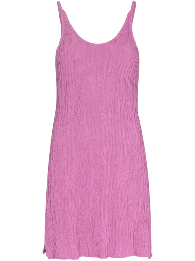 Marques' Almeida Knitted Scoop-neck Minidress In Purple