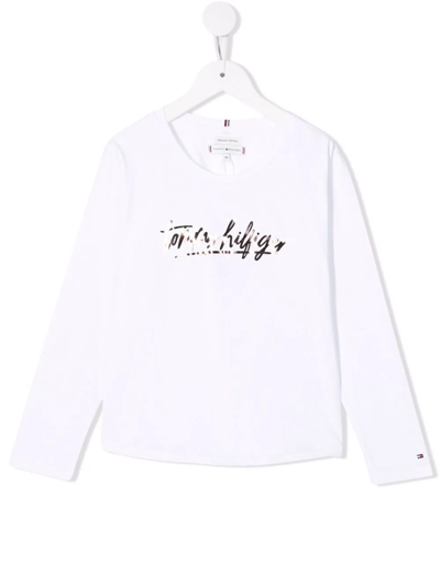 Tommy Hilfiger Junior Kids' Metallic Print T-shirt In White