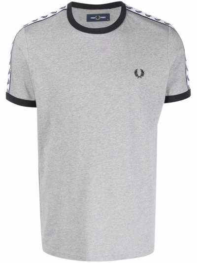 Fred Perry Embroidered Logo Cotton T-shirt In Grey