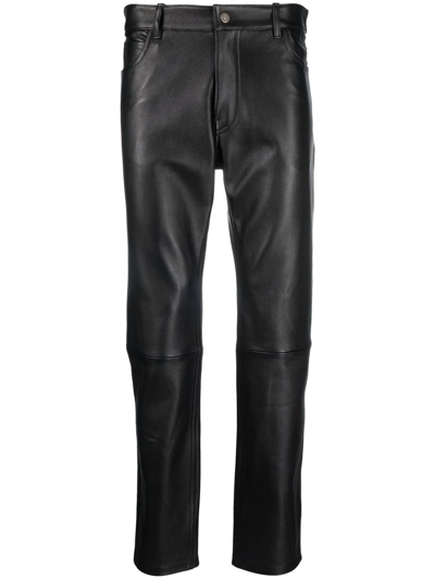 Courrèges High-waisted Cropped Leather Pants In Black
