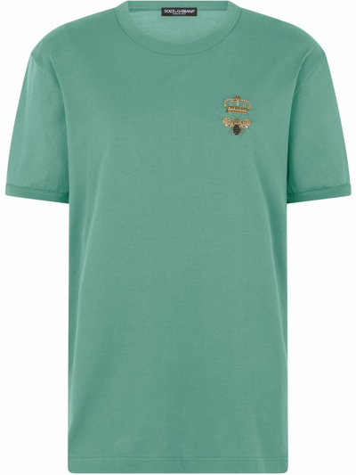 Dolce & Gabbana Crown Embroidered T-shirt In Green