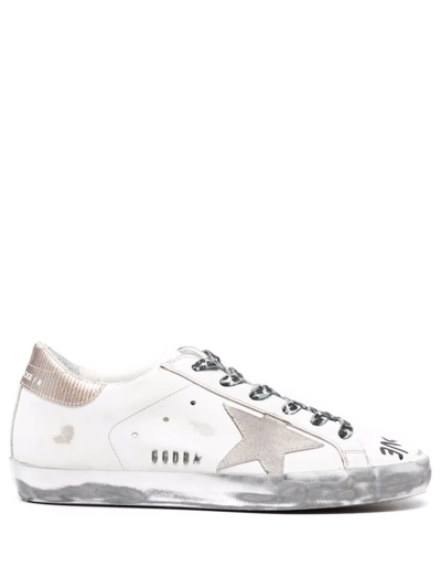 Golden Goose Super-star Love Print Sneakers In White