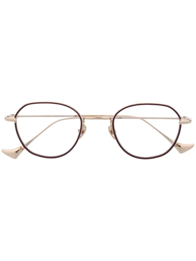 Eque.m Waterdrop Round-frame Glasses In Gold