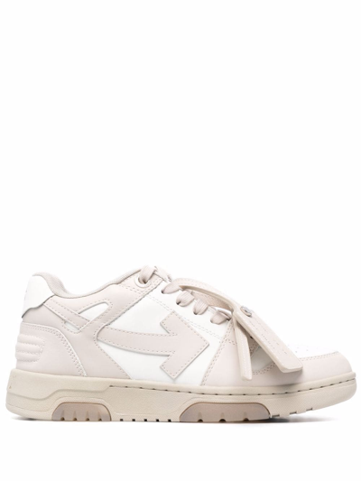 Off-white Out Of Office Bicolor Leather Trainers In Beige