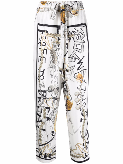 Az Factory Graphic-print Silk Pyjama Trousers In White