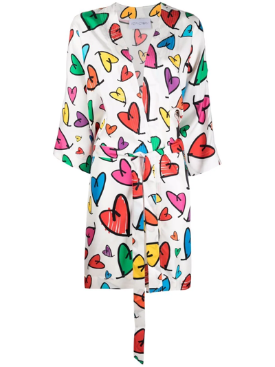 Az Factory Hearts From Alber Silk Robe In White