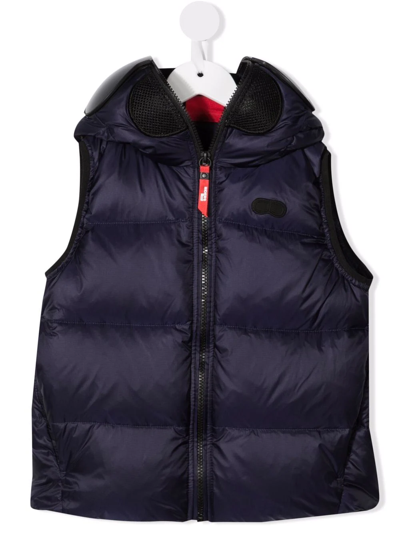 Ai Riders On The Storm Young Kids' Padded Pom Pom Gilet In Blue