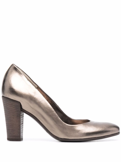 Del Carlo 85mm Metallic-effect Leather Pumps In Gold
