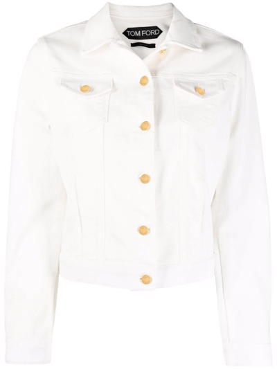 Tom Ford Button-up Denim Jacket In White