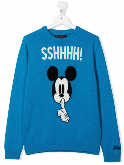 Mc2 Saint Barth Kids' Mickey Mouse Crew-neck Jumper In Blue