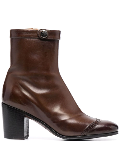 Alberto Fasciani Brogue-detail Leather Ankle Boots In Brown