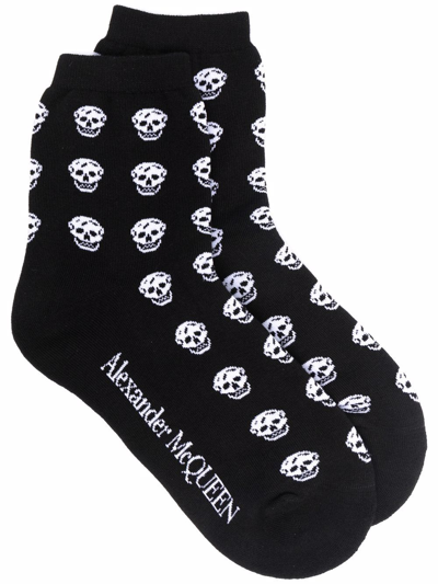 Alexander Mcqueen Alexander Mc Queen Multiskull Socks In Black