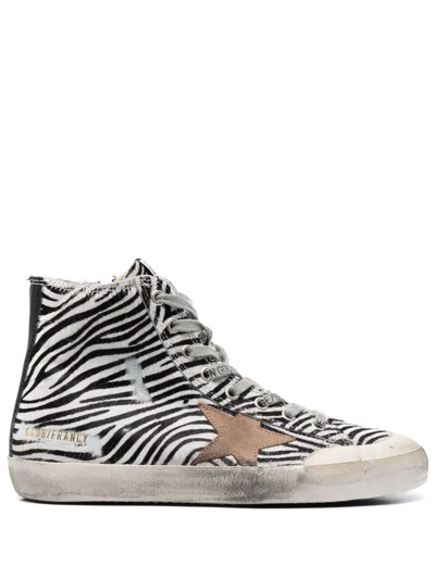 Golden Goose Zebra-print High-top Sneakers In White