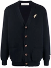 Golden Goose Daniel Cardigan With Decorative Brooch In Blue