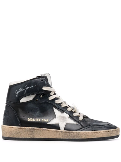 Golden Goose Logo-print High-top Suede Sneakers In Black