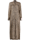 Golden Goose Belted Leopard-print Metallic Fil Coupé Chiffon Midi Shirt Dress In Neutrals