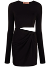 The Andamane Long-sleeve Asymmetric-design Dress In Black