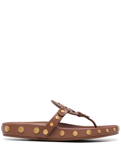 Tory Burch Miller Flip Flops In Brown