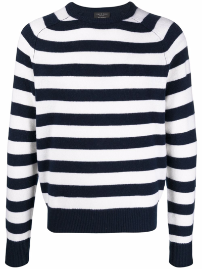 Rag & Bone Harlow Stripe Cashmere Sweater In Navy Multi