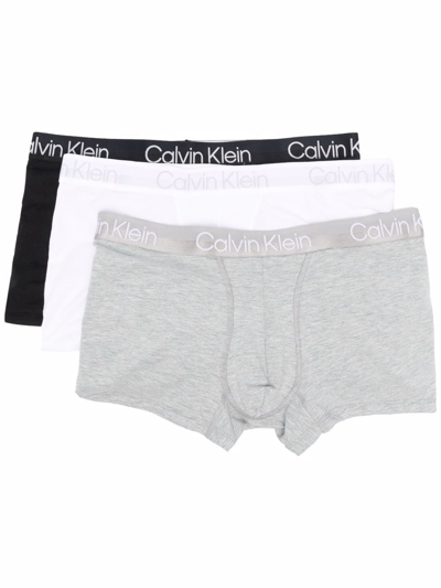 Calvin Klein Underwear Logo-waist Three-pack Boxer Briefs In Black