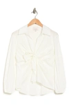 Cinq À Sept Austyn Knotted Front Long Sleeve Top In Ivory