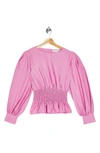 Topshop Shirred Waist Blouse In Pink