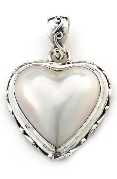 Samuel B. Sterling Silver Imitation Pearl Heart Pendant In White