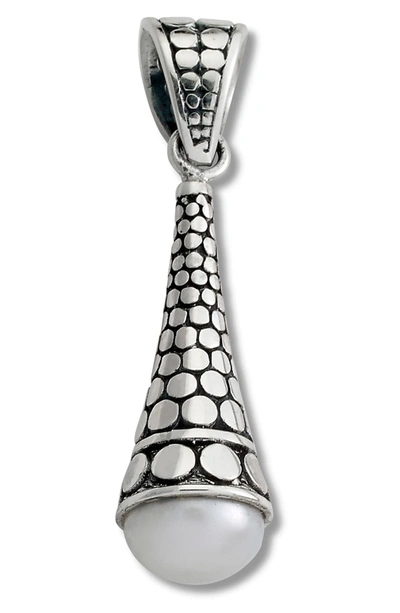 Samuel B. Sterling Silver Dotted 9-10mm Freshwater Pearl Cone Pendant In White