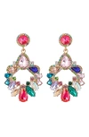 Eye Candy Los Angeles Rainy Rainbow Crystal Drop Earrings In Multicolor