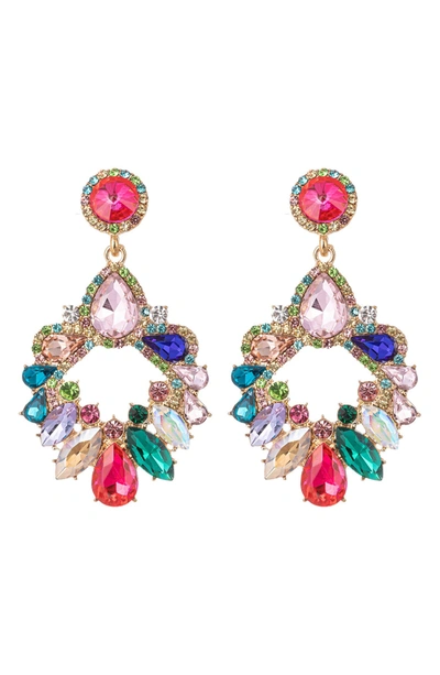Eye Candy Los Angeles Rainy Rainbow Crystal Drop Earrings In Multicolor