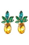 Eye Candy Los Angeles 24k Gold Plated Tropi Crystal Pineapple Earrings In Yellow