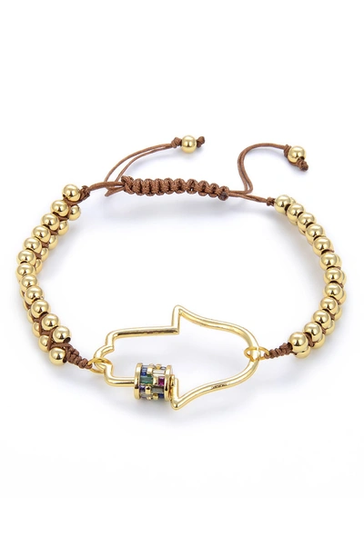 Eye Candy Los Angeles Luxe Collection Hamsa Gold Beaded Bracelet