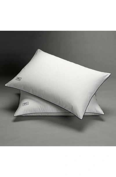 Pg Goods White Down Side Back Sleeper Pillow In White With Navy Cord