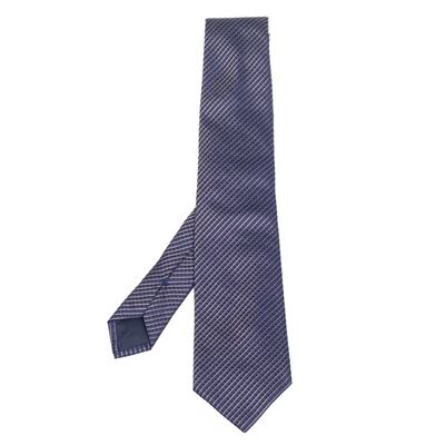 Pre-owned Boss By Hugo Boss Navy Blue Striped Silk Narrow Tie