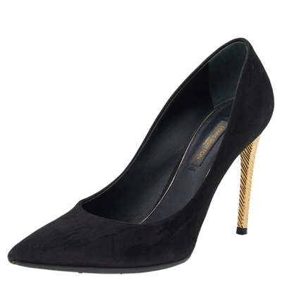 Pre-owned Louis Vuitton Black Suede Pointed Toe Pumps Size 35