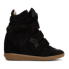 Isabel Marant Black Buckee Suede Trim Wedge Hi-top Sneakers In 01bk Black