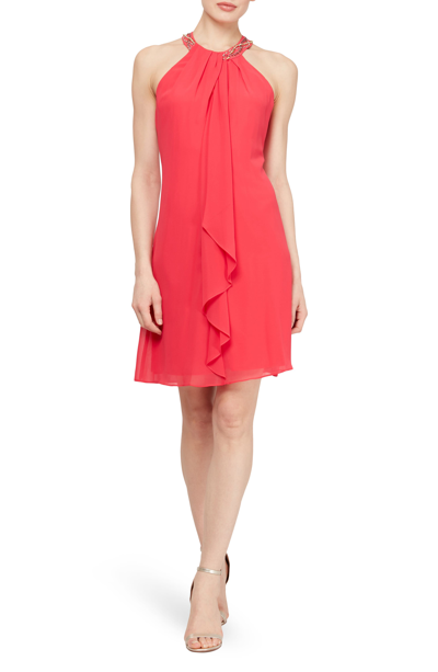 Slny Necklace Halter Dress In Cerise