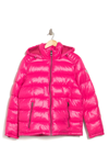 Guess Hooded Solid Puffer Jacket In Magenta