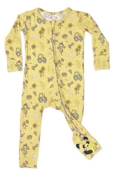 Bellabu Bear Unisex Autumn Harvest Print Convertible Footie - Baby In Yellow