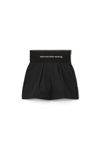 Alexander Wang High Waisted Shorts With Exposed Zipper And Logo Elastic In Black