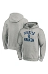 FANATICS FANATICS BRANDED HEATHER GRAY SEATTLE KRAKEN VICTORY ARCH TEAM FITTED PULLOVER HOODIE,3E17-0103-2GO-A8W
