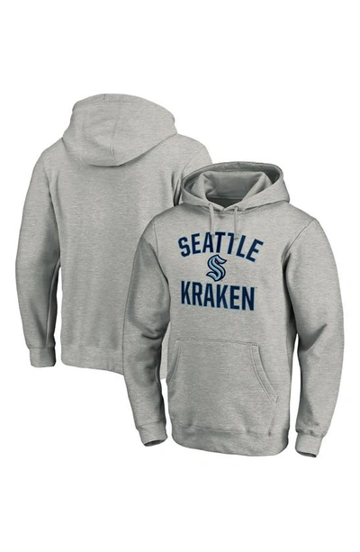 Fanatics Branded Heather Gray Seattle Kraken Victory Arch Team Fitted Pullover Hoodie