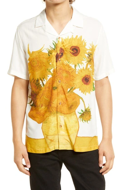 Topman Vincent Van Gogh Sunflower Shirt Print In Ecru-multi