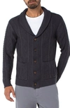Liverpool Los Angeles Fisherman Cable Shawl Cardigan Sweater In Charcoal