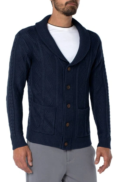 Liverpool Los Angeles Fisherman Cardigan In Navy