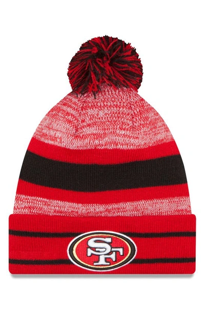 New Era Scarlet San Francisco 49ers Team Logo Cuffed Knit Hat With Pom