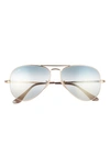 Ray Ban 58mm Aviator Sunglasses In Arista / Clear Gradient Blue