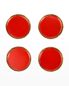 VIETRI FLORENTINE WOODEN ACCESSORIES RED & GOLD COASTERS - SET OF 4,PROD246440524