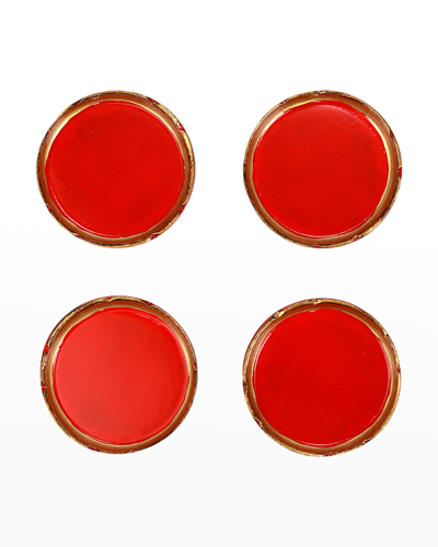 Vietri Florentine Wooden Accessories Red & Gold Coasters - Set Of 4
