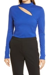 Halogenr Cutout Mock Neck Knit Top In Cobalt